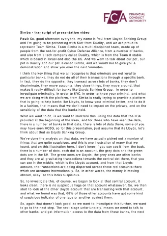 Sim ba - transcript of presentation video Paul: So, good afternoon everyone, my name is Paul from