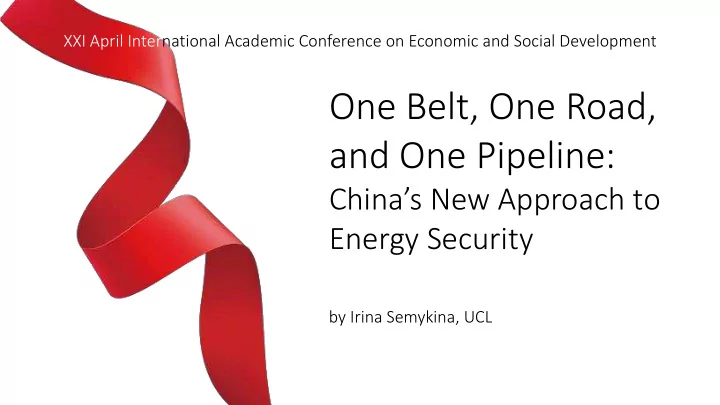 one belt one road and one pipeline
