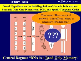 ???  His  Central Dogma: DNA is a Read-Only-Memory.  Who manages the expression of 20,000