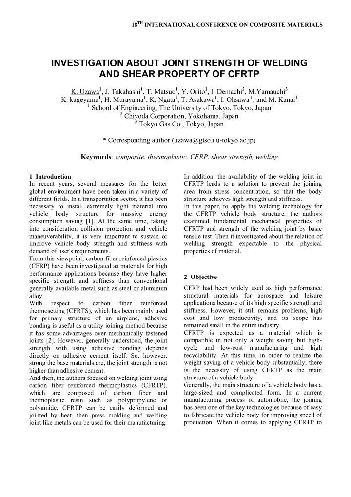 investigation about joint strength of welding and shear