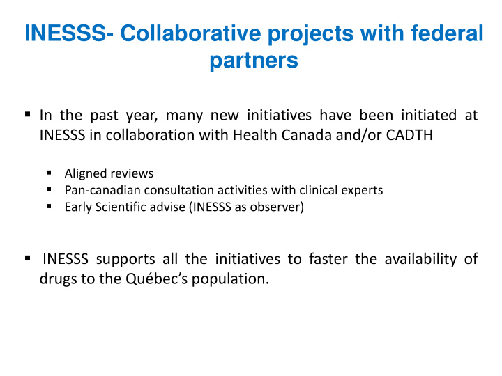 inesss collaborative projects with federal
