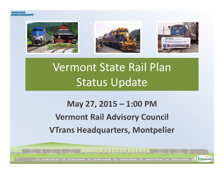 vermont state rail plan status update