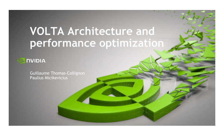 volta architecture and performance optimization