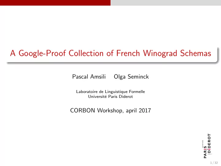 a google proof collection of french winograd schemas
