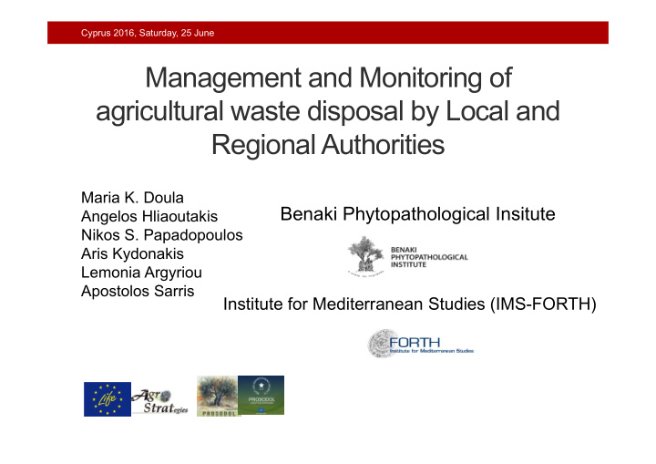 management and monitoring of agricultural waste disposal