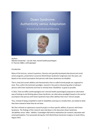 Authors: Marleen Oosterhof  van der Poel, mental health psychologist  D. Flud van Giffen,