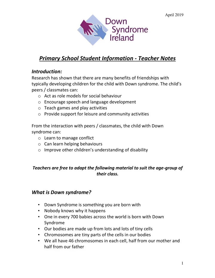 primary school student information teacher notes