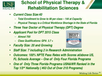 School of Physical Therapy &amp;  Rehabilitation Sciences    Current Class Size:40  Total