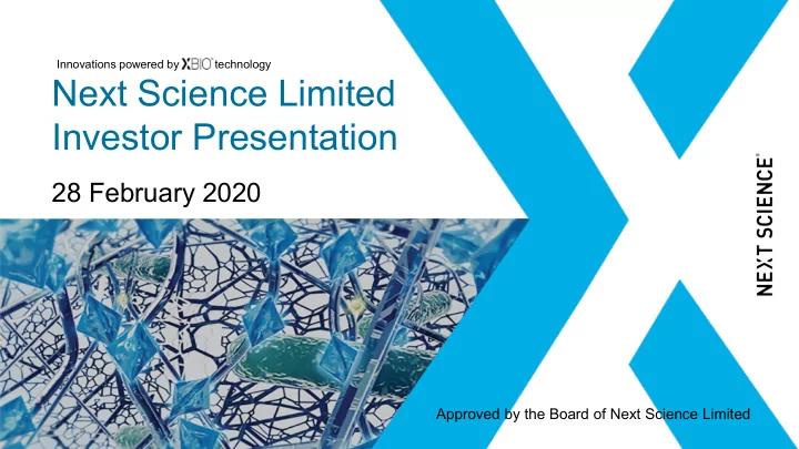 next science limited investor presentation