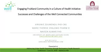 Engaging F  Fruitla  tland Community  ty i  in a C  Cul  ulture  e of H  Health  th Init  itia