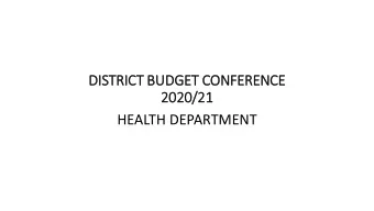 2020/21  HEALTH DEPARTMENT  Introduction  The Ministry has prioritized the following strategies