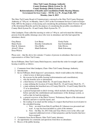 County Drainage (Ditch) System No. 18  County Drainage (Ditch) System No. 37 Redetermination of