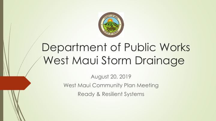 department of public works west maui storm drainage