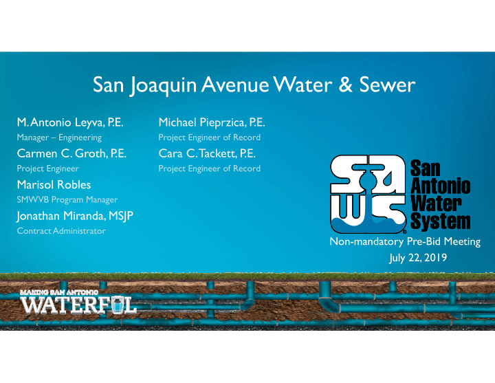 san joaquin avenue water amp sewer