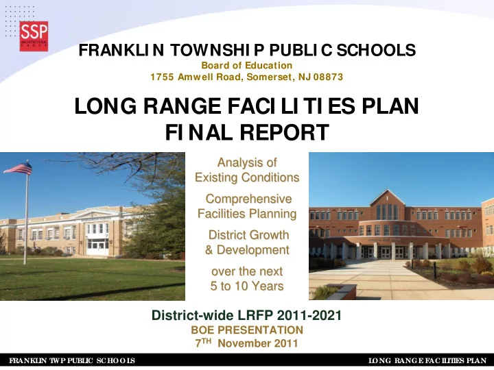 long range faci li ti es plan fi nal report