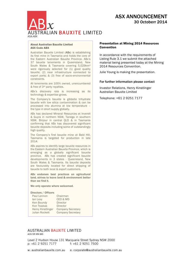 australian bauxite limited