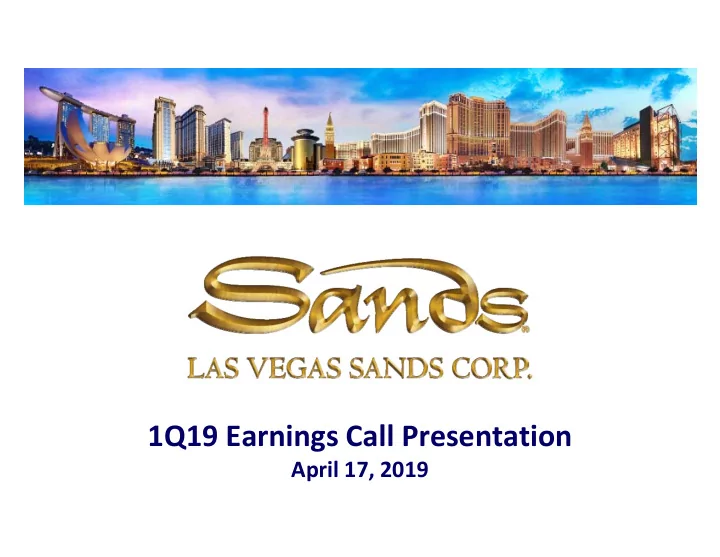1q19 earnings call presentation