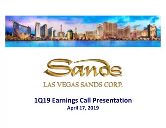 1Q19 Earnings Call Presentation April 17, 2019 Forward Looking Statements This presentation
