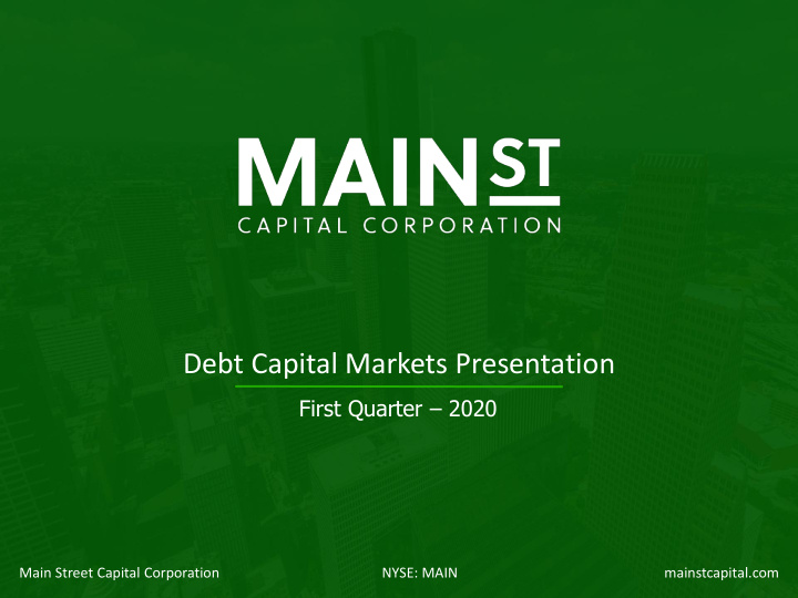 debt capital markets presentation