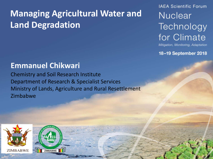 managing agricultural water and land degradation