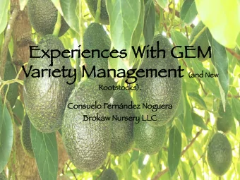 Ex  Experi  riences W  s With G  GEM  EM  Va  Variety Ma  Mana  nagem  ement ent (a  (and  nd New
