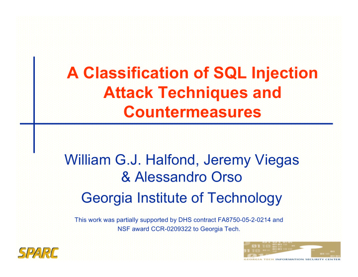 a classification of sql injection attack techniques and