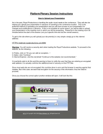 Platform/Plenary Session Instructions  How to Upload your Presentation  As in the past, Royal