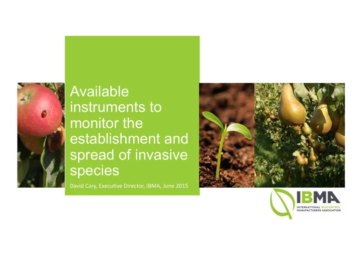 available instruments to monitor the establishment and