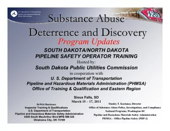 Substance Abuse  Substance Abuse  Pipeline and Hazardous Materials  Safety Administration