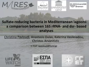 analyses  Christina Pavloudi, Anastasis Oulas, Katerina Vasileiadou,  Christos Arvanitidis  e-mail: