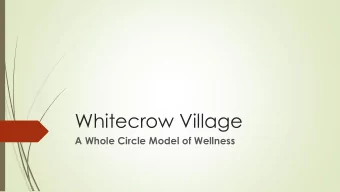 Whitecrow Village  A Whole Circle Model of Wellness  A Little Development History  FASD and Mental