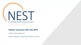 Robbert Zusterzeel, MD, PhD, MPH  Director (Data Network)  RAPID Meeting - Wednesday, March 20,