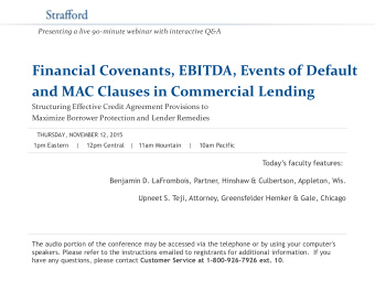 and MAC Clauses in Commercial Lending Structuring Effective Credit Agreement Provisions to