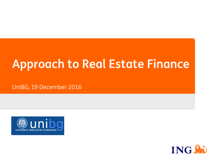 approach to real estate finance