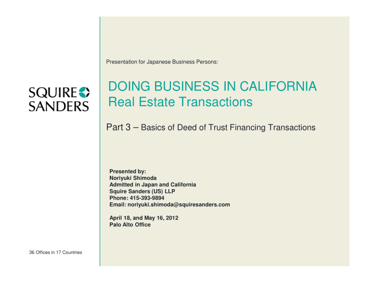 doing business in california real estate transactions