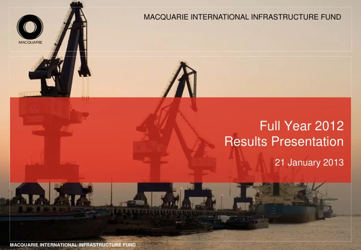 full year 2012 results presentation