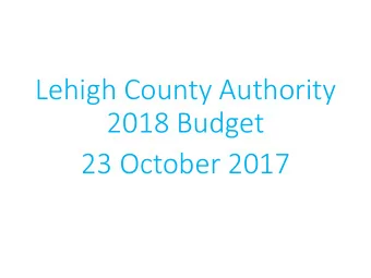2018 Budget  23 October 2017  Suburban Water  SUBURBAN WATER  2018  2017  2017  2016  2018 vs.