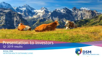 Presentation to Investors  Q1 2019 results  ROYAL DSM  NUTRITION HEALTH SUSTAINABLE LIVING  Quote