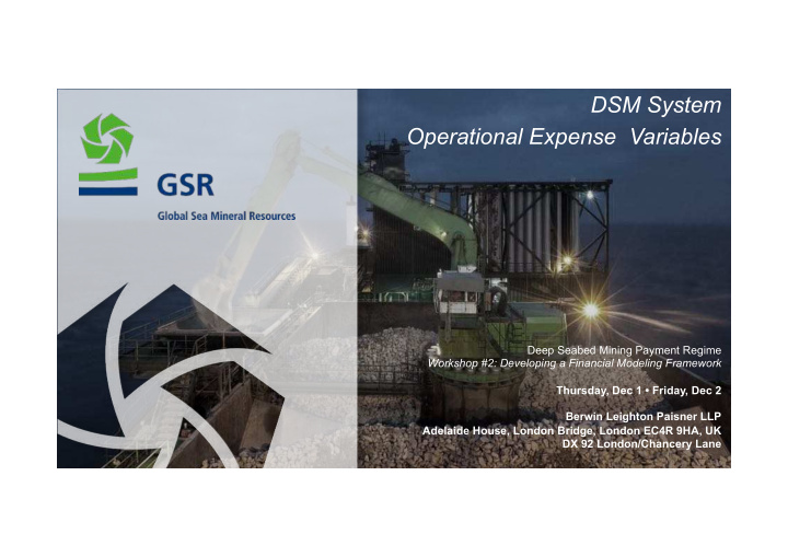 dsm system operational expense variables