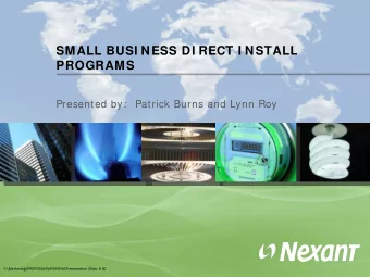 SMALL BUSI NESS DI RECT I NSTALL  PROGRAMS  Presented by:   Patrick Burns and Lynn Roy