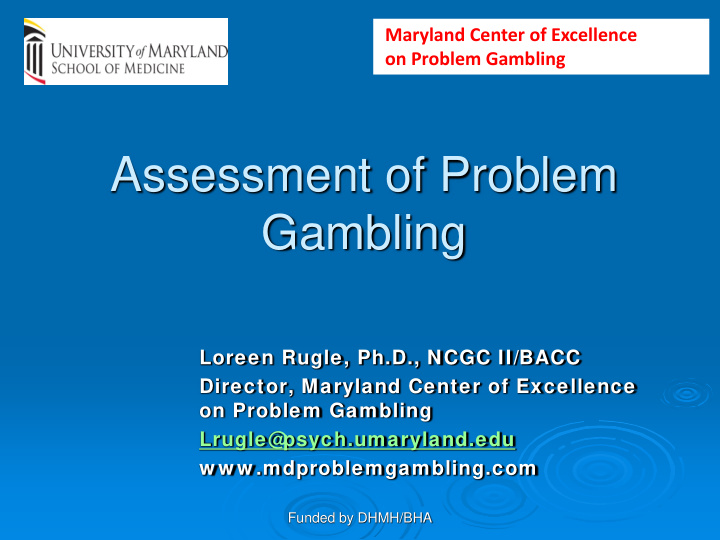 assessment of problem gambling