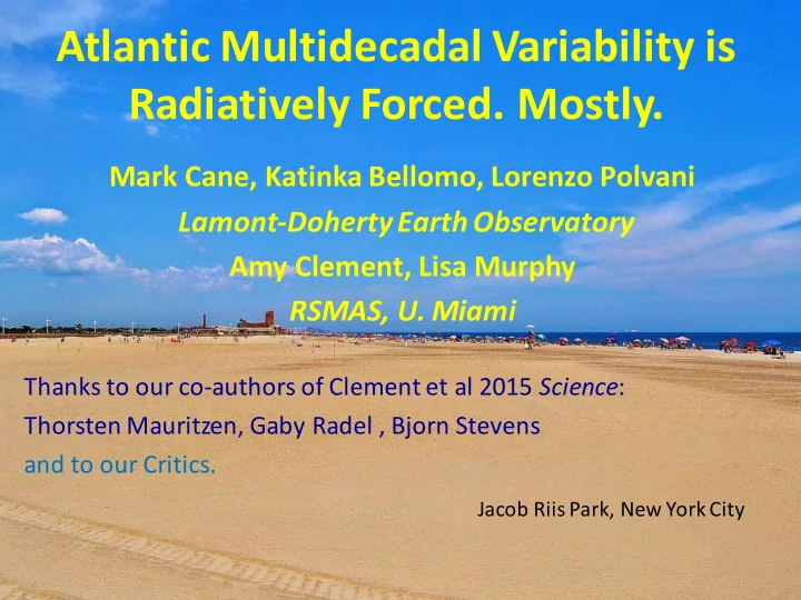 atlantic multidecadal variability is radiatively forced