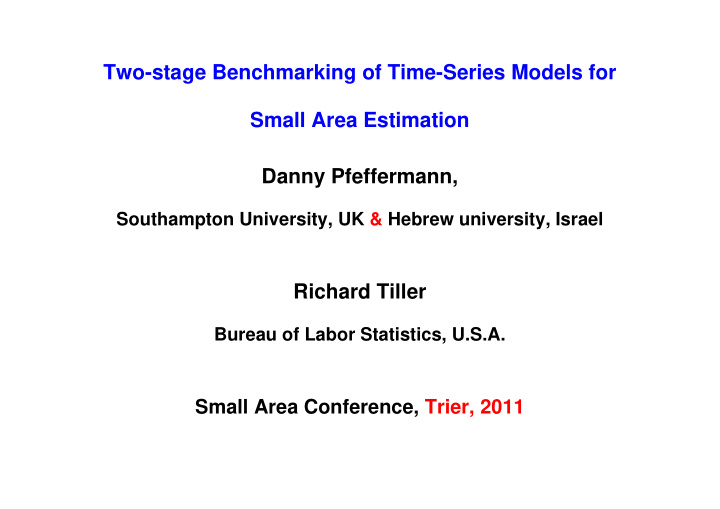 two stage benchmarking of time series models for small