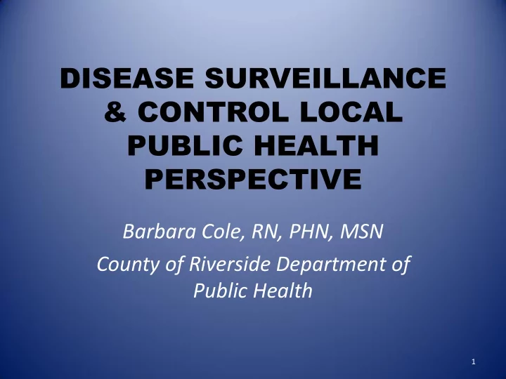 disease surveillance