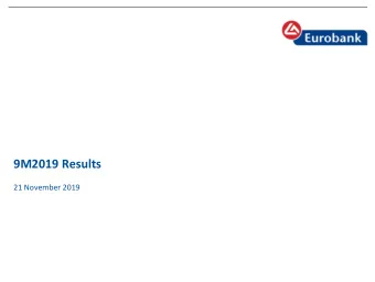 9M2019 Results  21 November 2019  Disclaimer  By attending the meeting where this presentation is