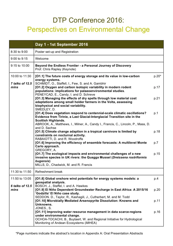 dtp conference 2016 perspectives on environmental change