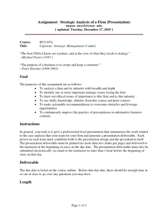 Course: BUS 497a Title: Capstone: Strategic Management (3 units)  The best CEOs I know are