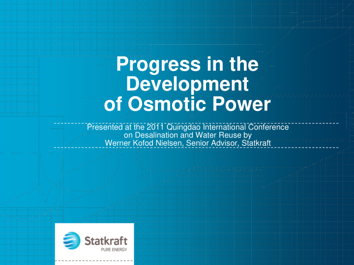 progress in the development of osmotic power
