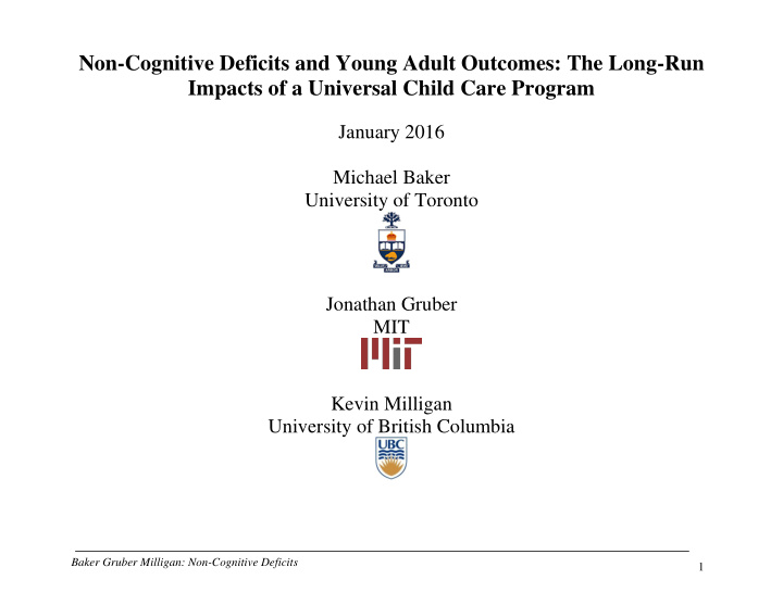 non cognitive deficits and young adult outcomes the long