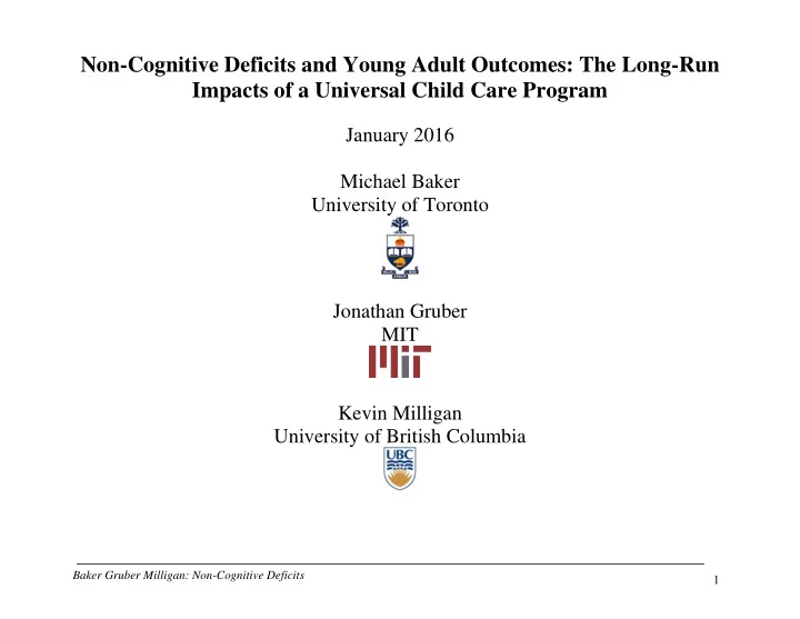 non cognitive deficits and young adult outcomes the long
